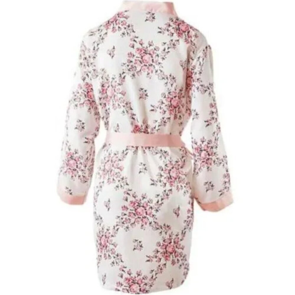 Morgan Lane Satin Allie Robe - White Floral - Plus - NWT - Picture 2 of 7